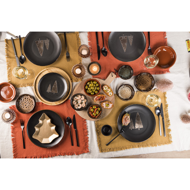 Dinerbord gouden kerstboom - zwart - ⌀26.5 cm